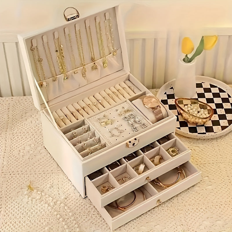 LuxeVault – Schmuckbox aus Leder mit mehreren Schubladen