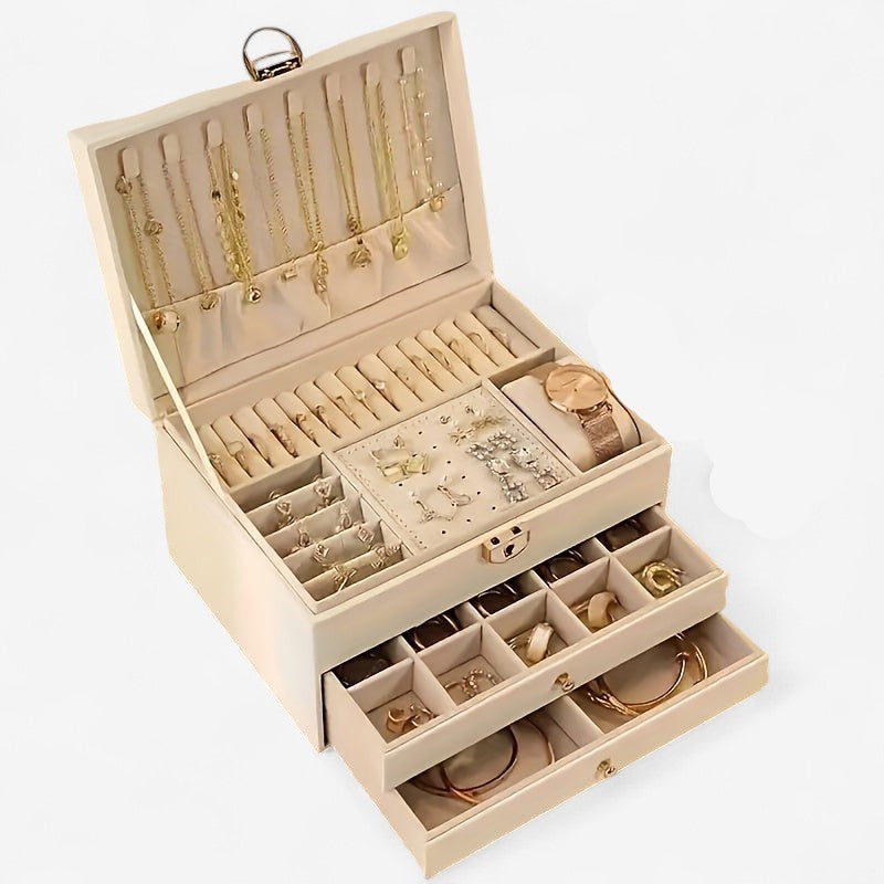 LuxeVault – Schmuckbox aus Leder mit mehreren Schubladen