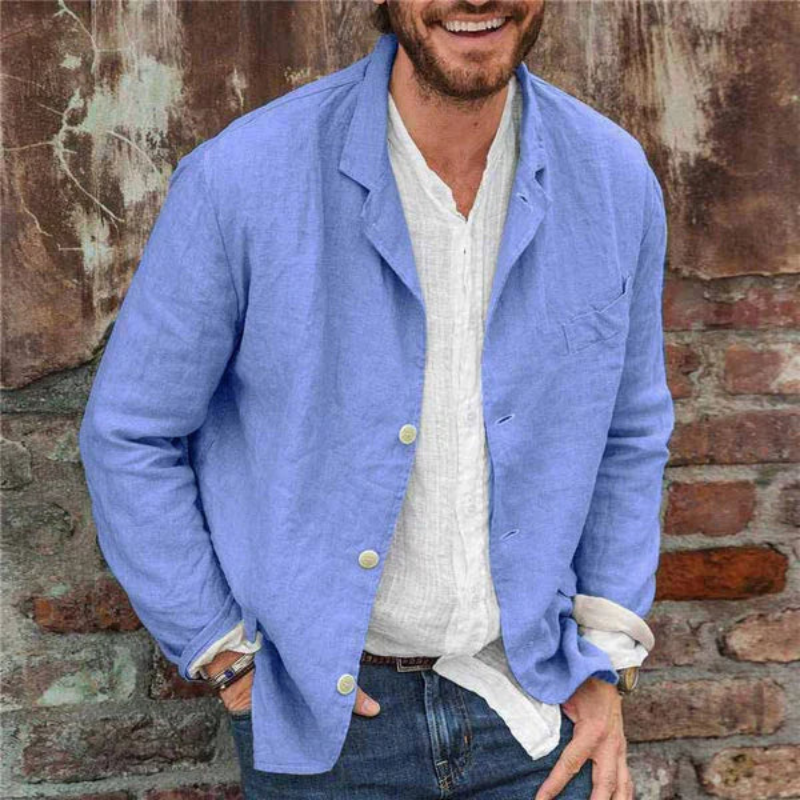Owen – Leinenpullover mit Knopfverschluss und Schlitz-Design