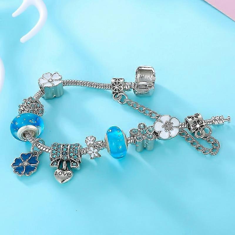 LunaBloom – Silbernes Blumen Charm Armband mit verstellbarer Passform