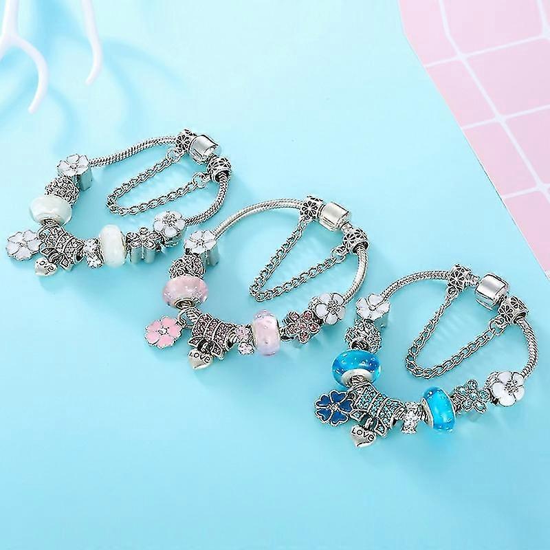 LunaBloom – Silbernes Blumen Charm Armband mit verstellbarer Passform