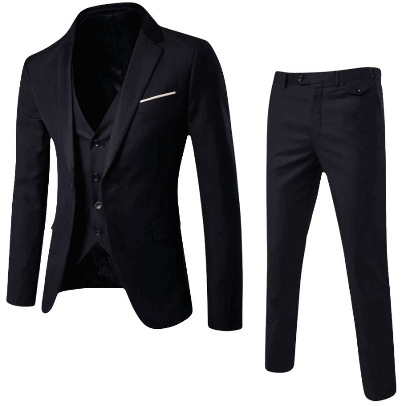 Frank – Dreiteiliger Slim-Fit-Anzug mit klassischem Schnitt und maßgeschneiderten Details