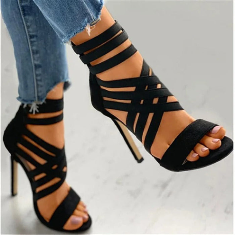 Mira – High Heels mit offenem Zehenbereich und Reißverschluss hinten