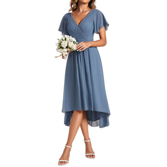 Maya – Midikleid mit kurzen Ärmeln und V-Ausschnitt