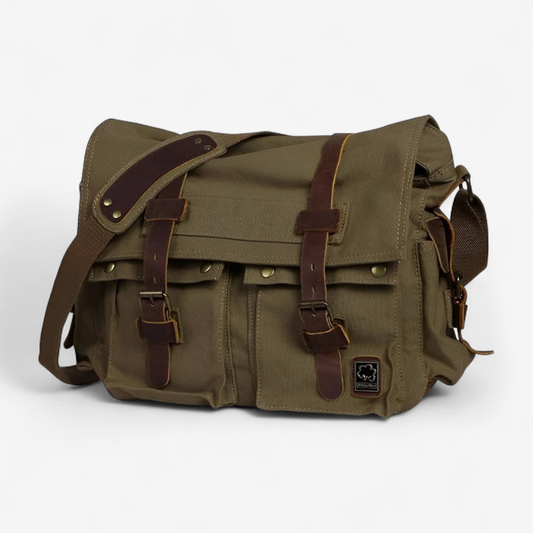 UrbanHaven – Vintage Schultertasche mit Reißverschlusstaschen