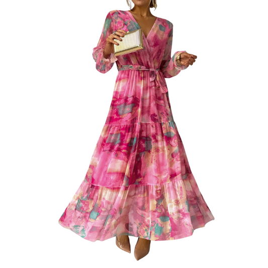 Olivia – Langärmliges Maxikleid mit Blumenmuster