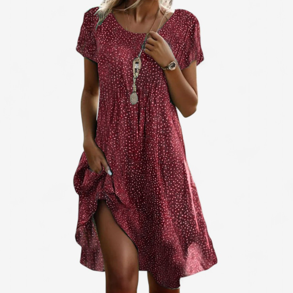 Isabella – Midi-Kleid mit Rundhals und Lockerer Taille