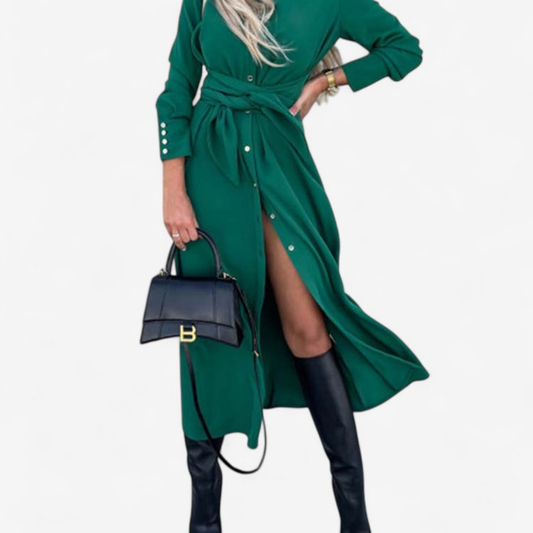 Aveline – Langarm-Hemdkleid mit durchgehender Knopfleiste