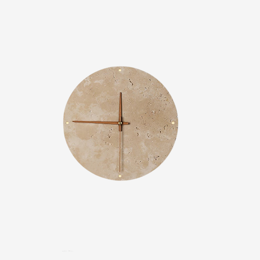 StoneAura – Wanduhr aus Travertin mit integrierter LED-Beleuchtung