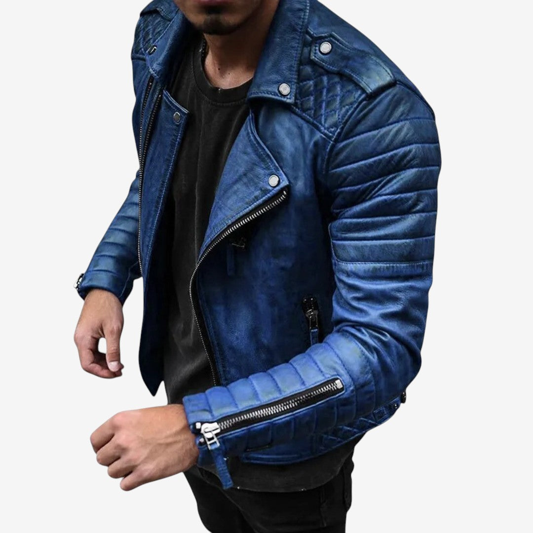Ethan – Slim Fit Bikerjacke mit Crew Neck Design