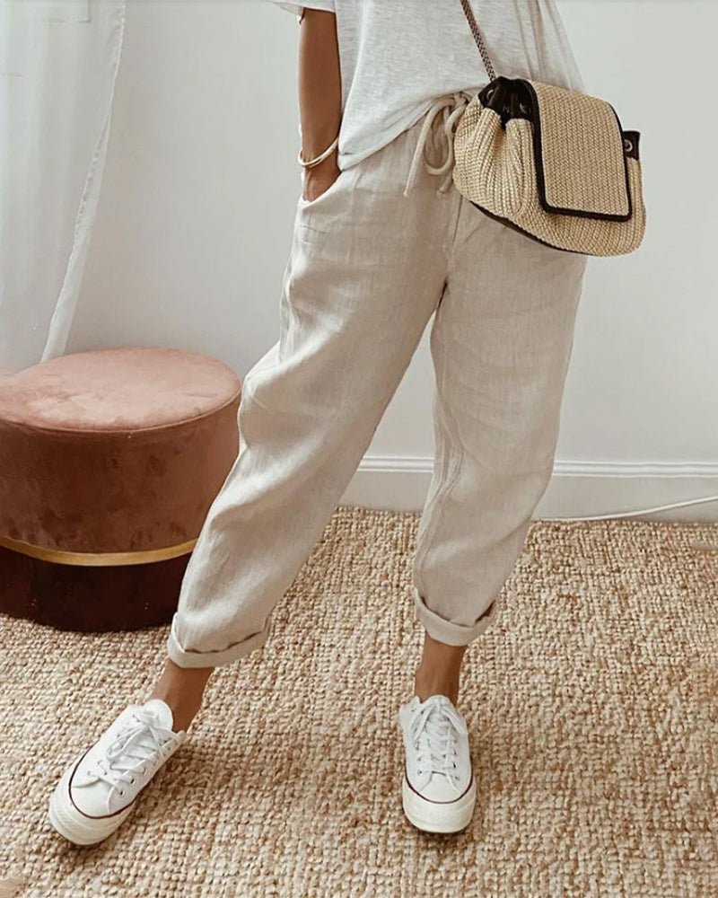 Aveline – Gerade Hose mit Elastischem Bund und Seitentaschen