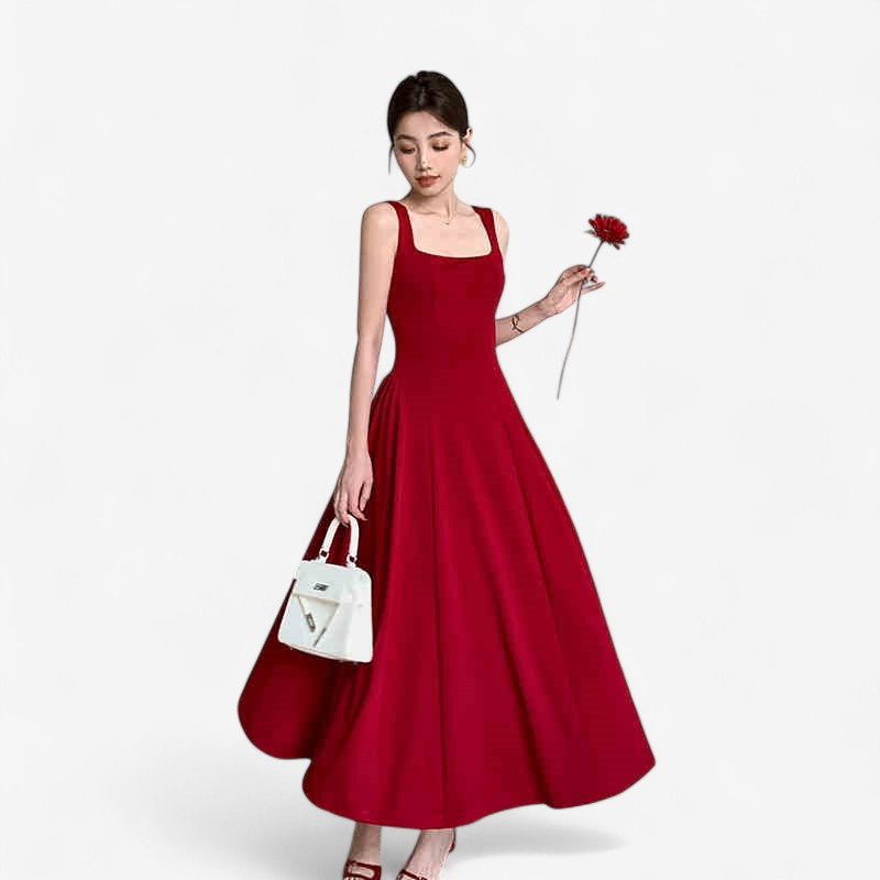 Amelia – Weißes A-Linien-Kleid mit Taillenbetonung und Reißverschluss
