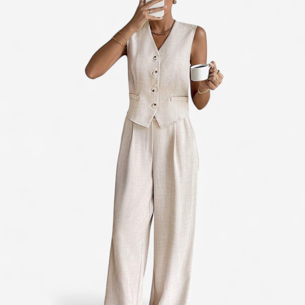 Arden – Lange Hose mit geradem Bein und ärmelloser Weste