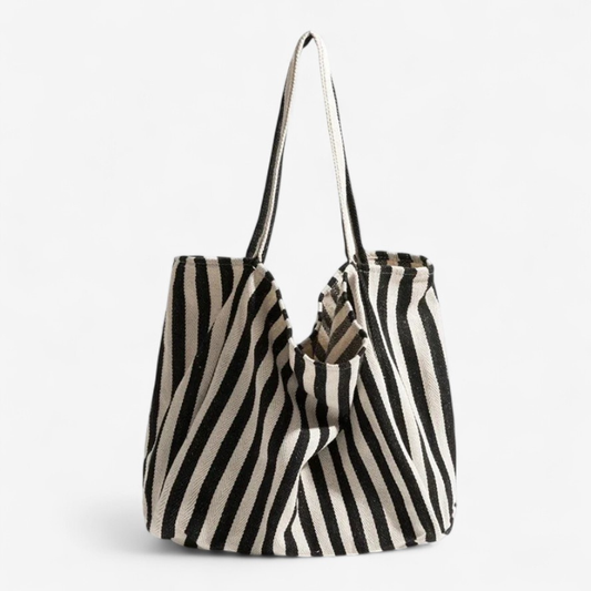 Sofia – Gestreifte Tote-Tasche mit übergroßer Form