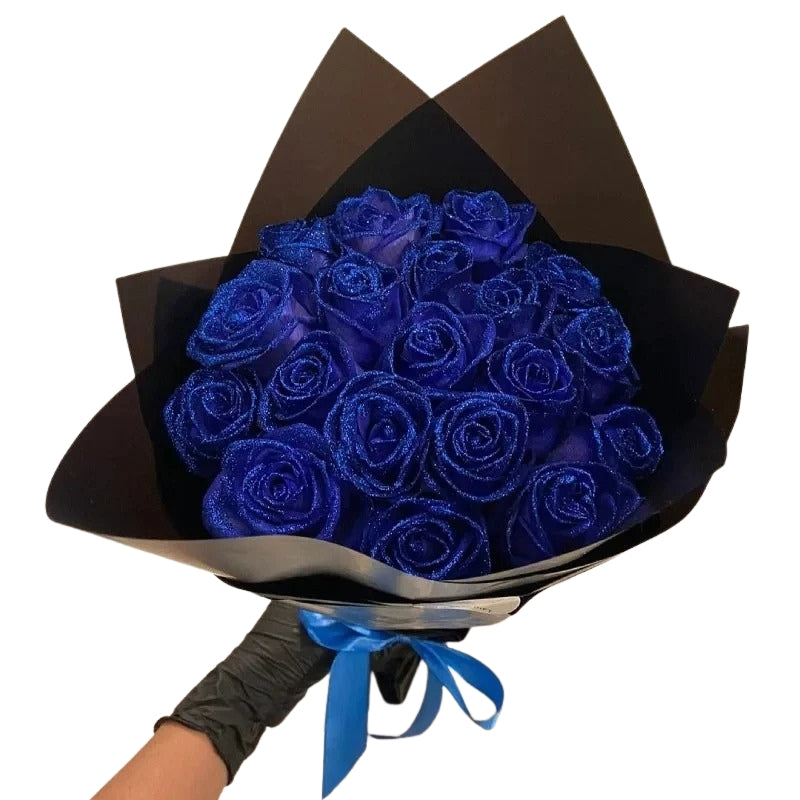 LuxeBloom – Dekoratives Glitzer Rosenbouquet mit Kunstrosen