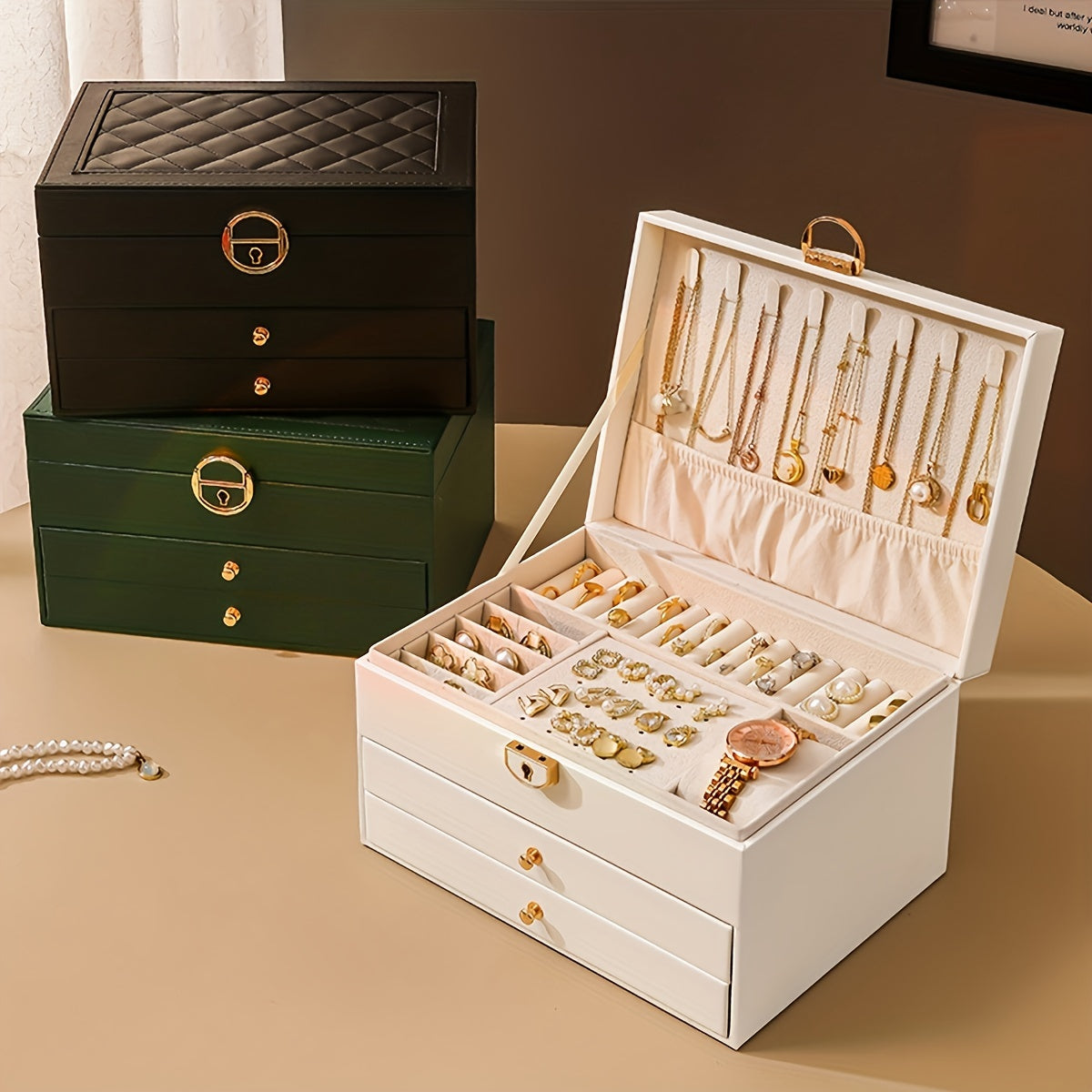 LuxeVault – Schmuckbox aus Leder mit mehreren Schubladen