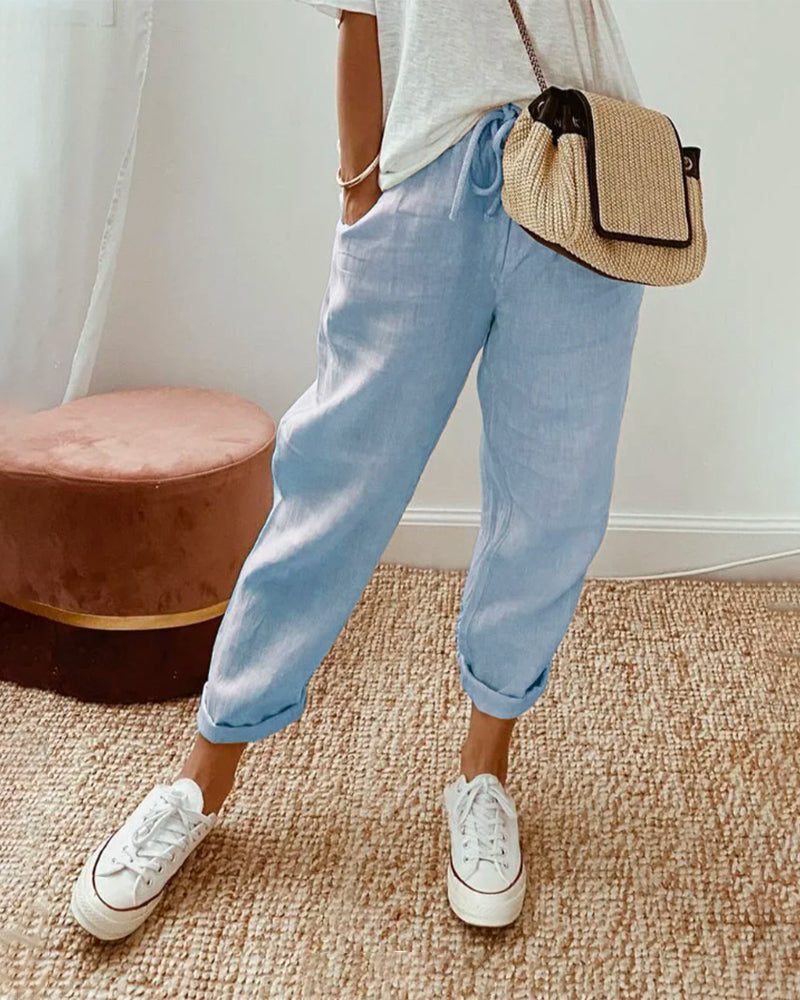 Aveline – Gerade Hose mit Elastischem Bund und Seitentaschen