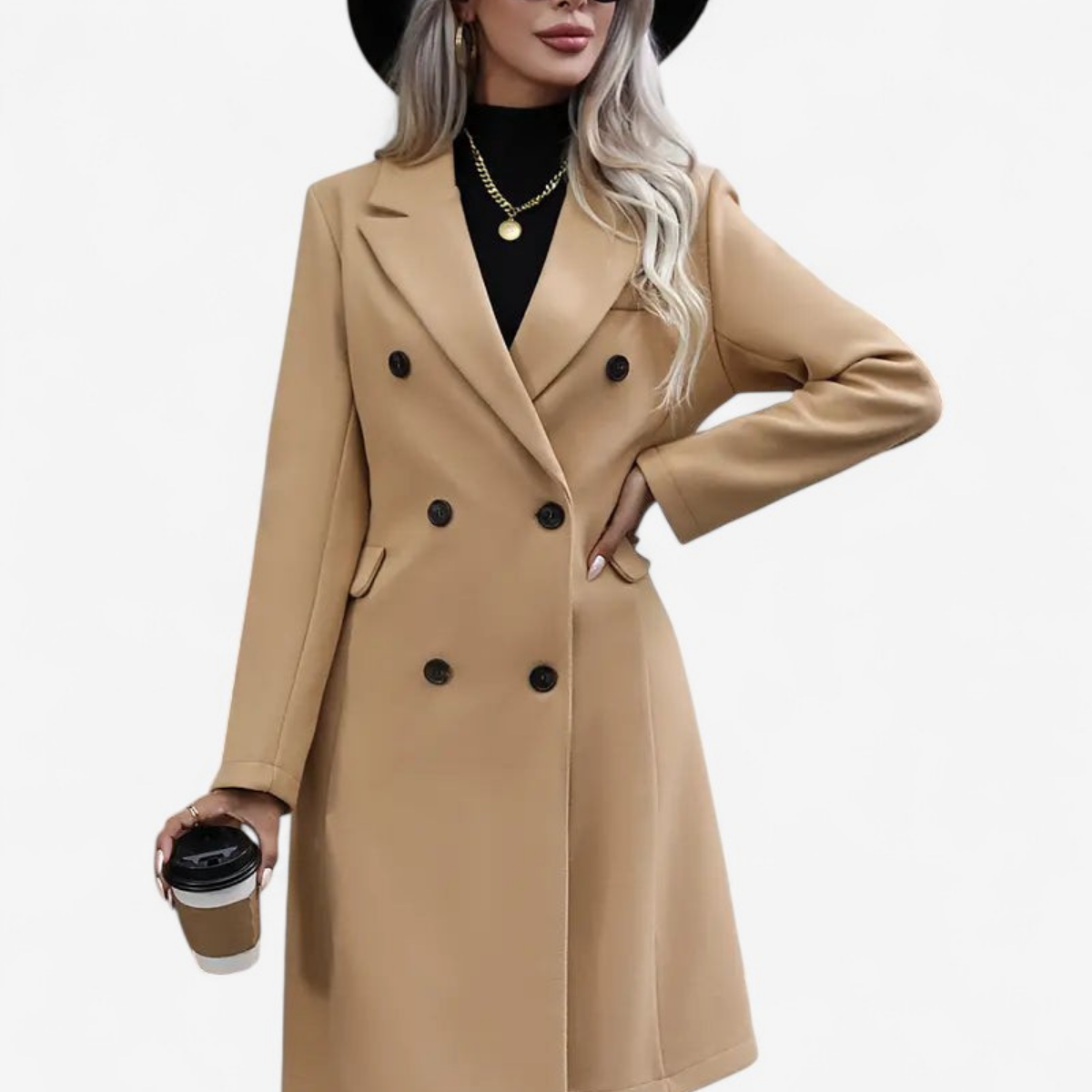 Celesta – Trenchcoat mit langen Ärmeln und doppelreihiger Knopfleiste