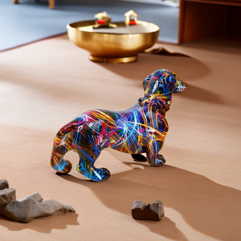 ColorDach – Mehrfarbige Dackel-Figur mit glänzender Oberfläche