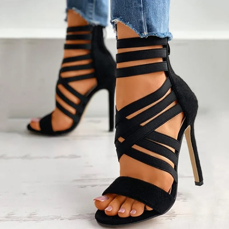 Mira – High Heels mit offenem Zehenbereich und Reißverschluss hinten