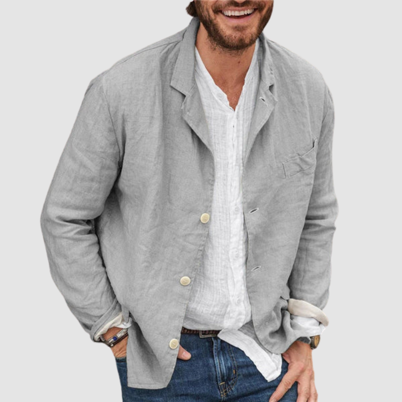 Owen – Leinenpullover mit Knopfverschluss und Schlitz-Design