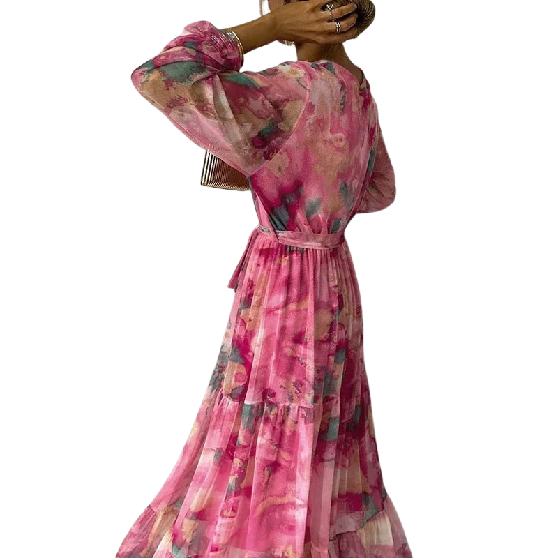 Olivia – Langärmliges Maxikleid mit Blumenmuster