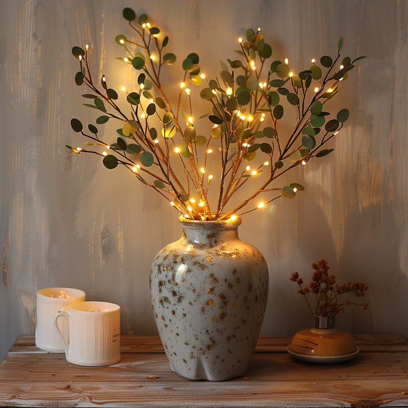 LumoBranch – 70 cm Olivenzweig-Lichterkette mit warmem LED-Ton