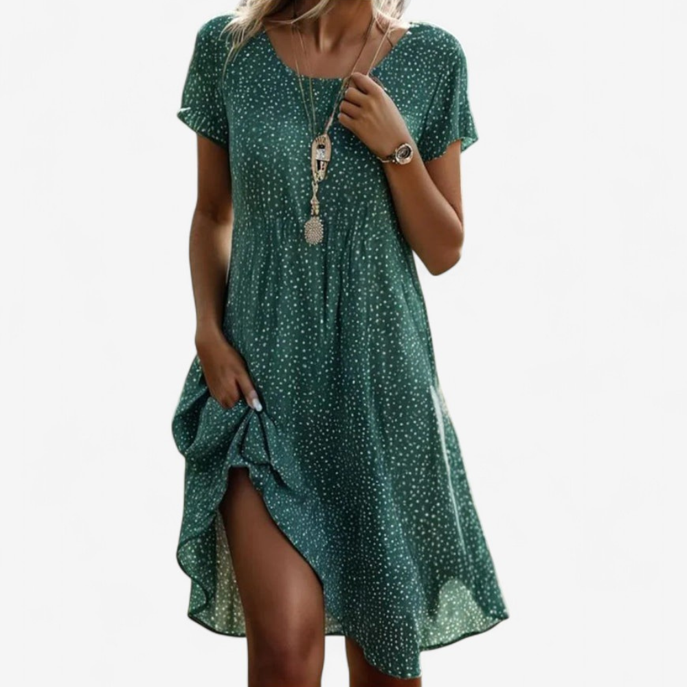 Isabella – Midi-Kleid mit Rundhals und Lockerer Taille