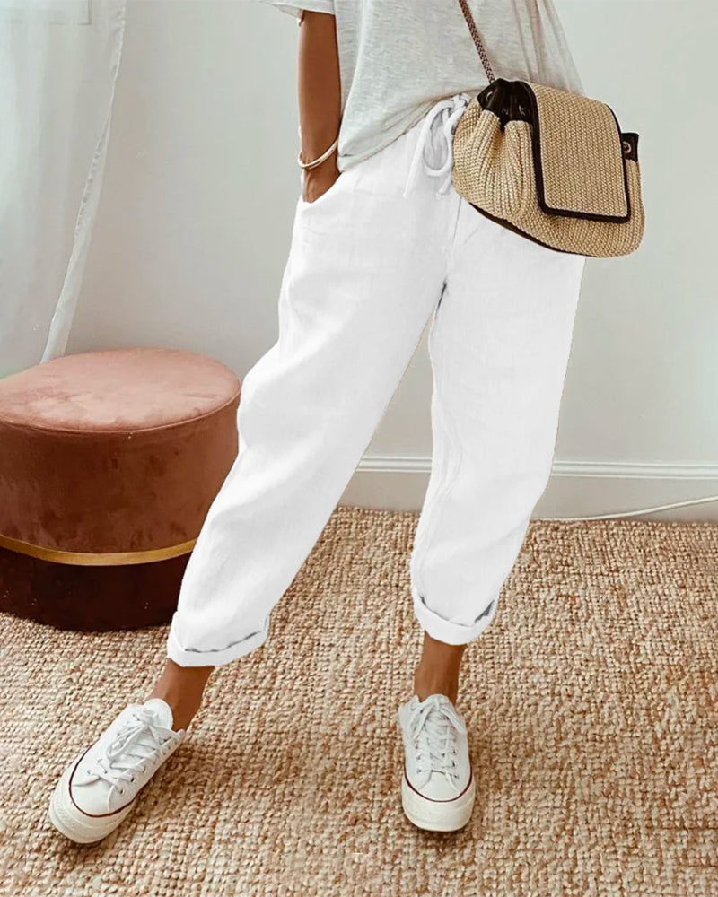 Aveline – Gerade Hose mit Elastischem Bund und Seitentaschen