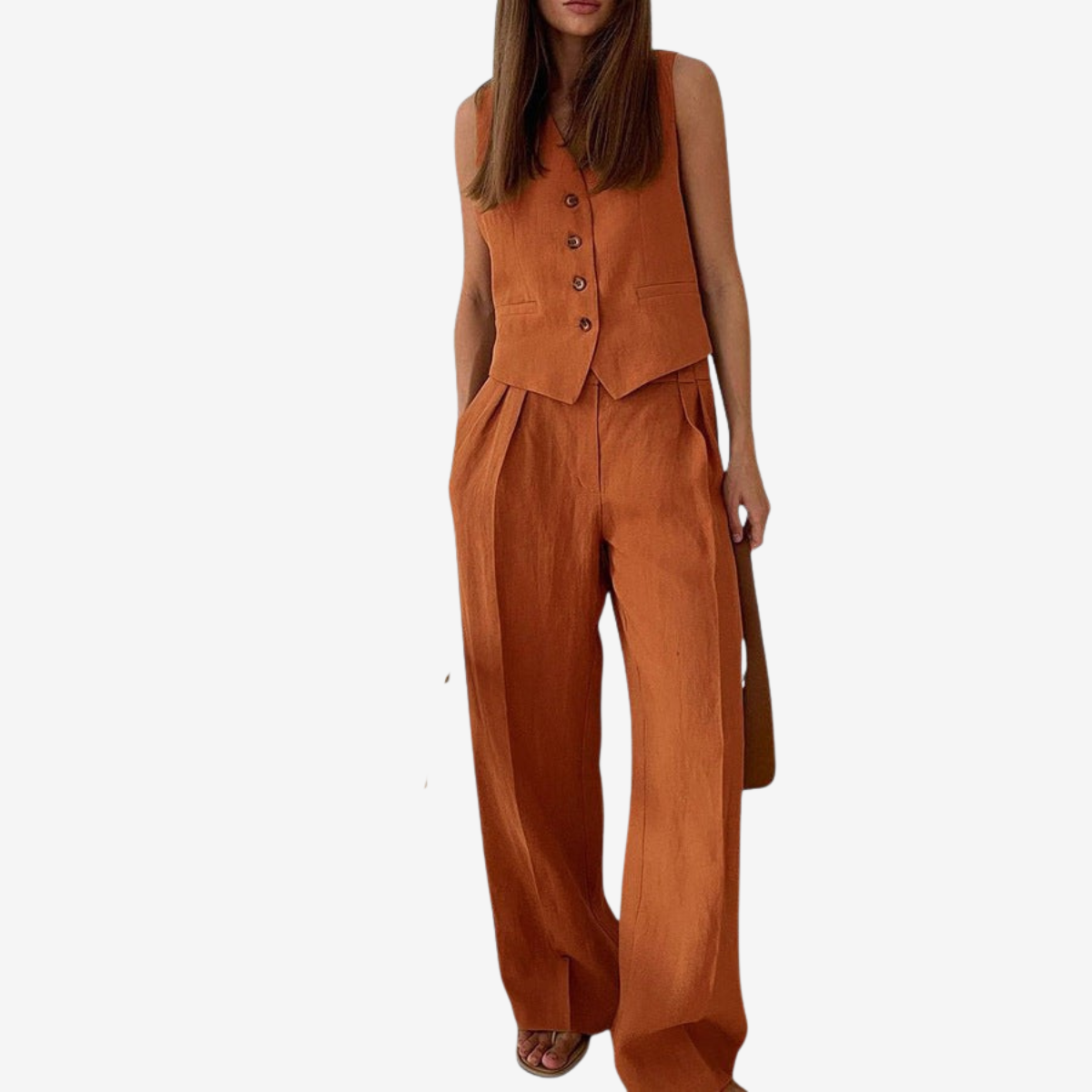 Arden – Lange Hose mit geradem Bein und ärmelloser Weste