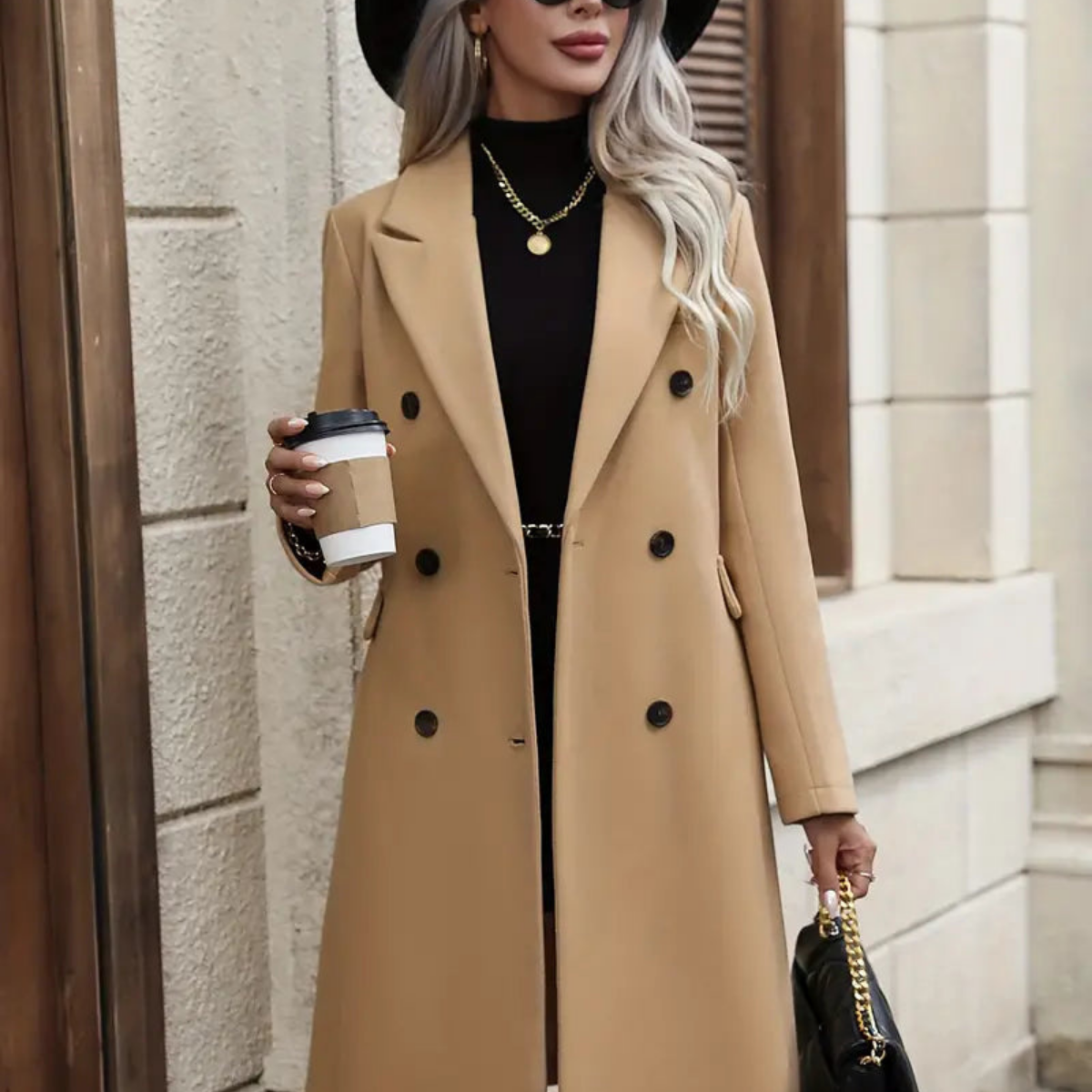 Celesta – Trenchcoat mit langen Ärmeln und doppelreihiger Knopfleiste