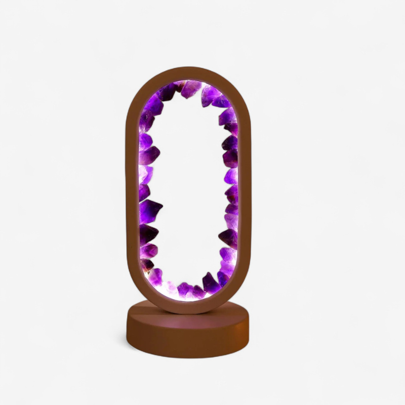 LunaAmor – Moderne Amethystlampe mit poliertem Sockel