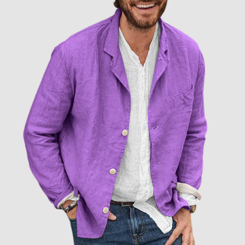 Owen – Leinenpullover mit Knopfverschluss und Schlitz-Design