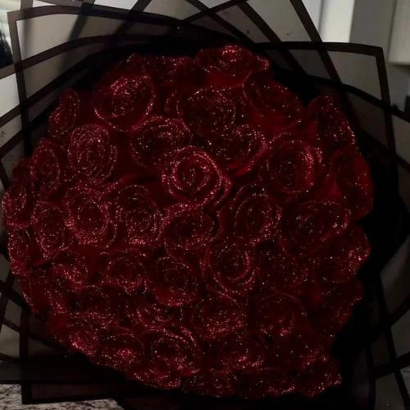 LuxeBloom – Dekoratives Glitzer Rosenbouquet mit Kunstrosen