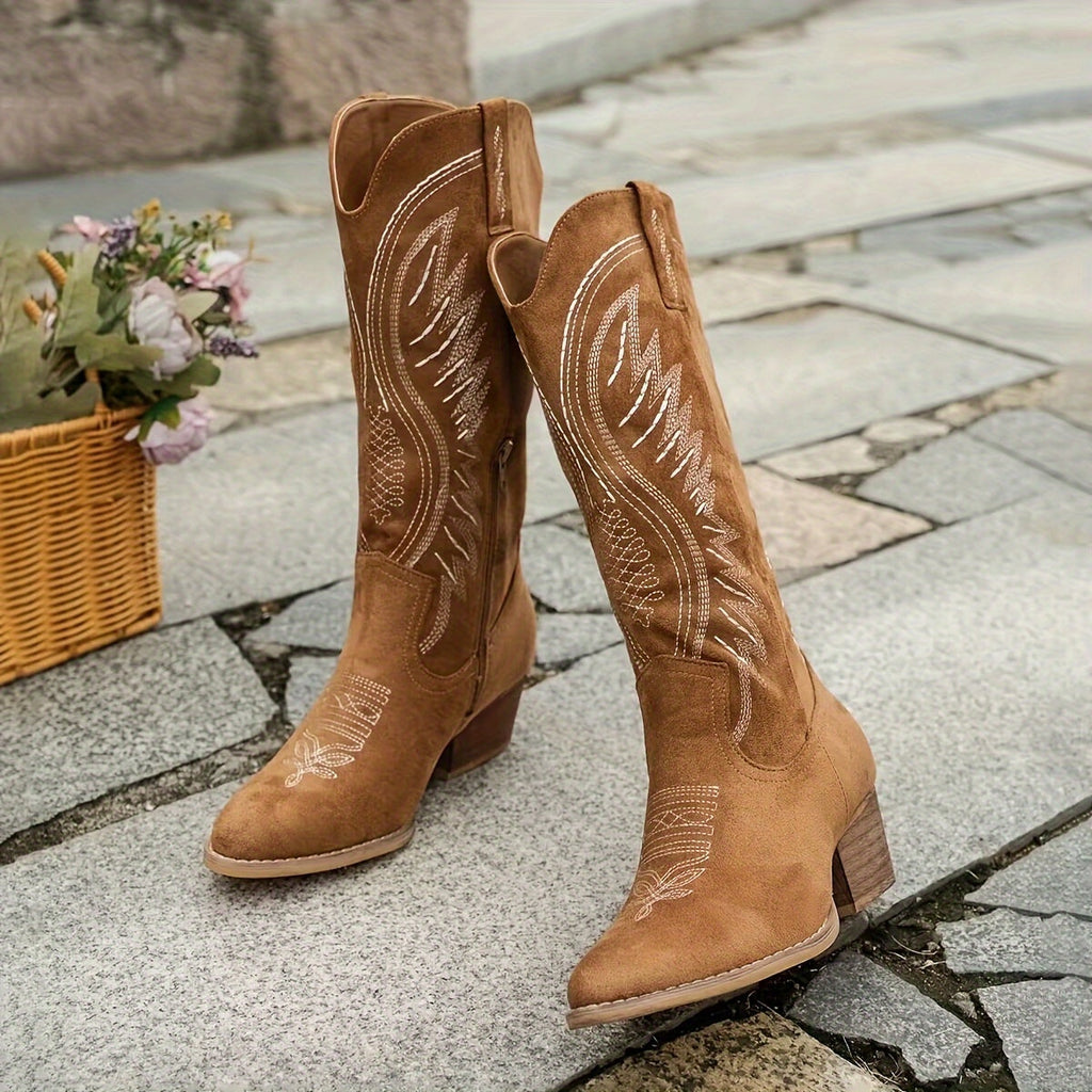 Ava – Knöchelhohe Stiefel mit Stickerei und rutschfester Sohle