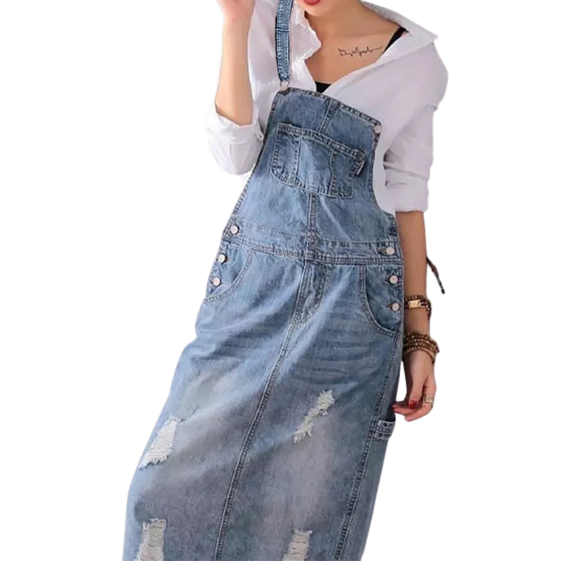 Lina – Lässiges Latzkleid mit Rückenschlitz und Taschen