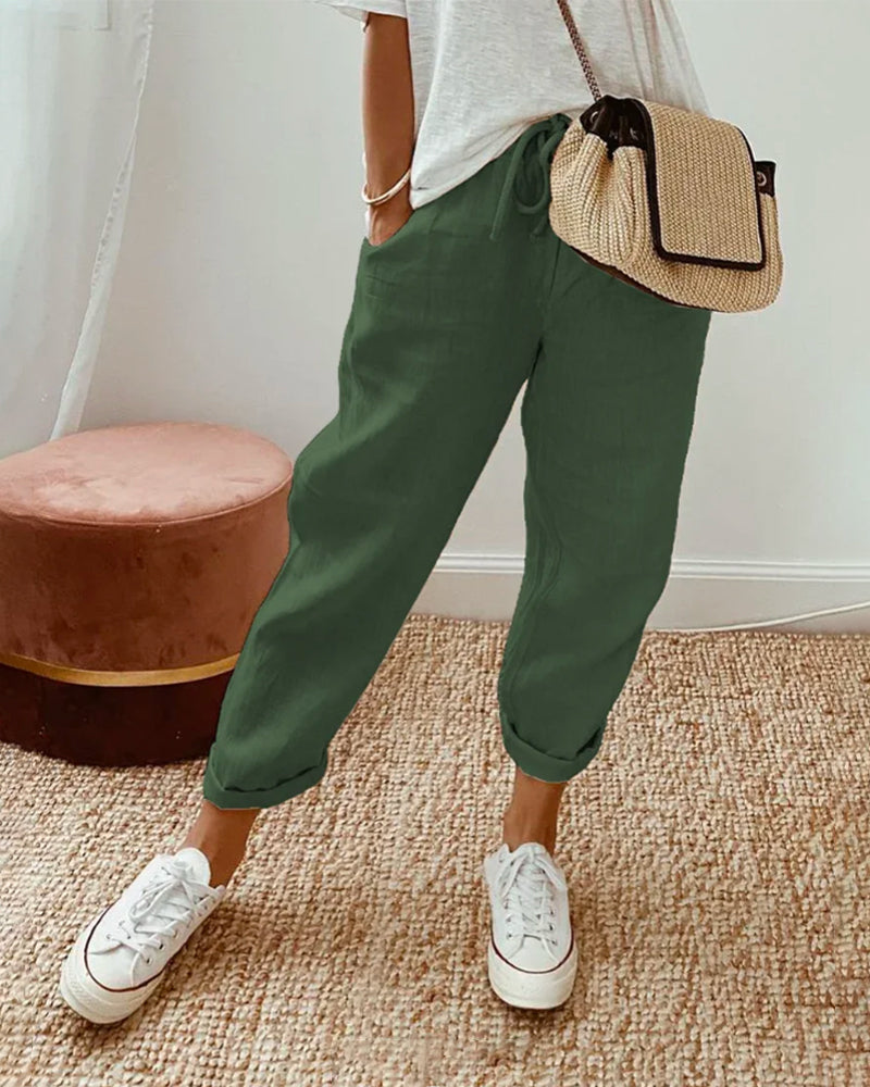 Aveline – Gerade Hose mit Elastischem Bund und Seitentaschen