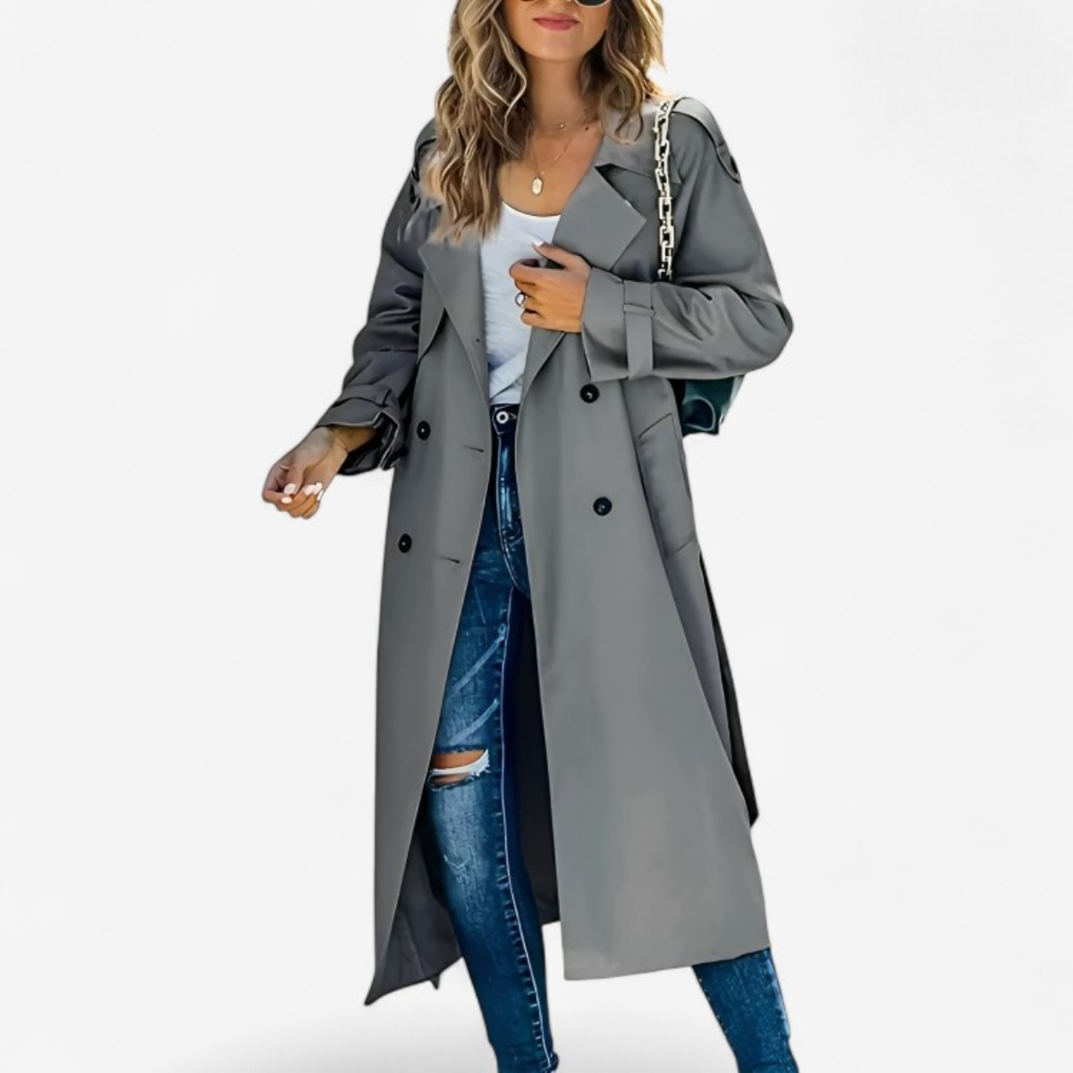 Celestia – Mid-Length Trenchcoat mit Knopfleiste