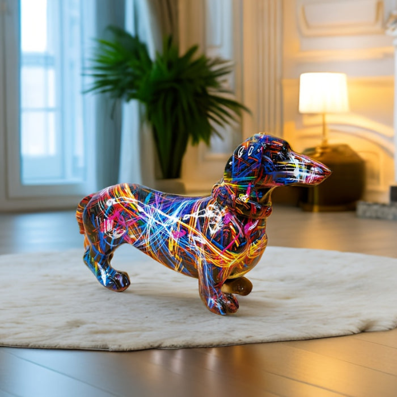 ColorDach – Mehrfarbige Dackel-Figur mit glänzender Oberfläche