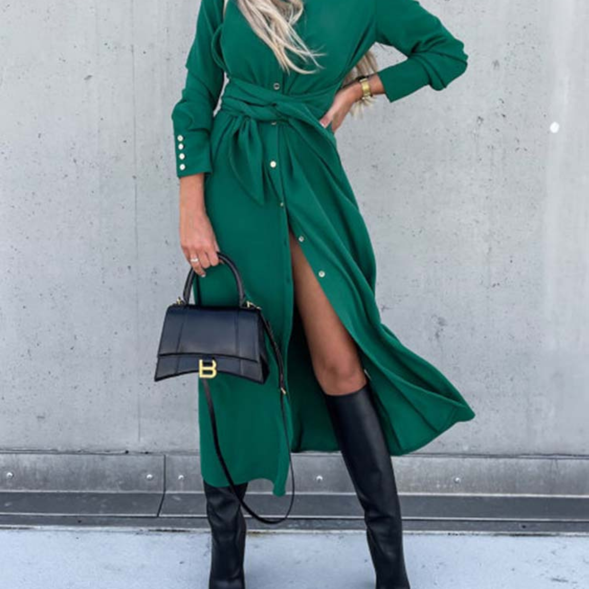 Aveline – Langarm-Hemdkleid mit durchgehender Knopfleiste