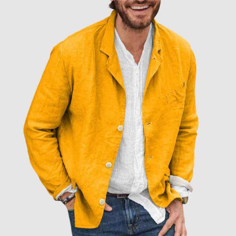 Owen – Leinenpullover mit Knopfverschluss und Schlitz-Design
