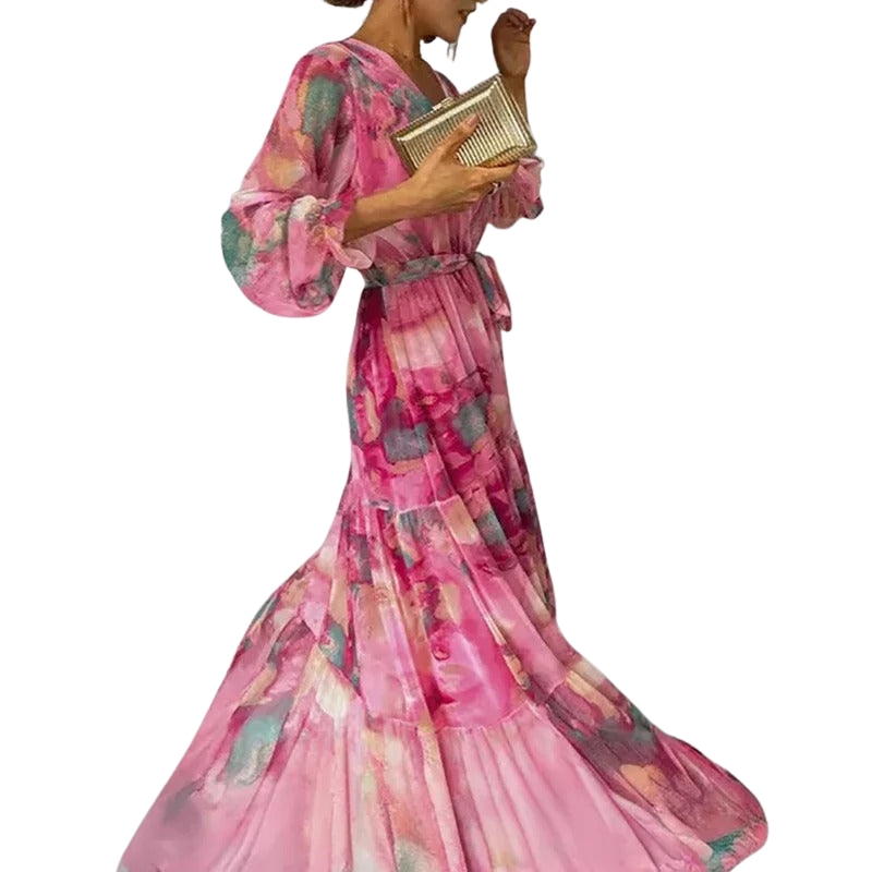 Olivia – Langärmliges Maxikleid mit Blumenmuster