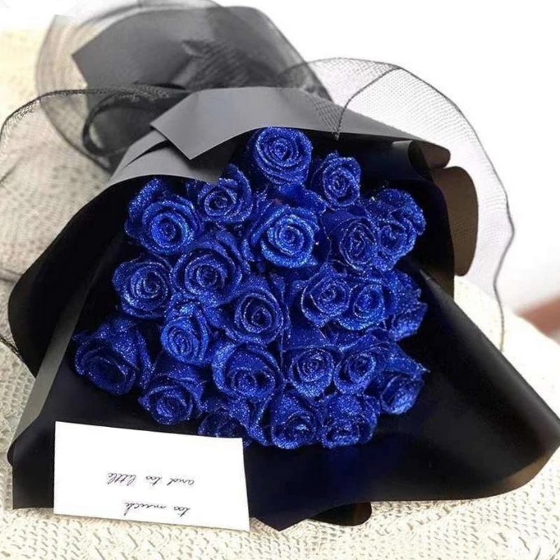LuxeBloom – Dekoratives Glitzer Rosenbouquet mit Kunstrosen