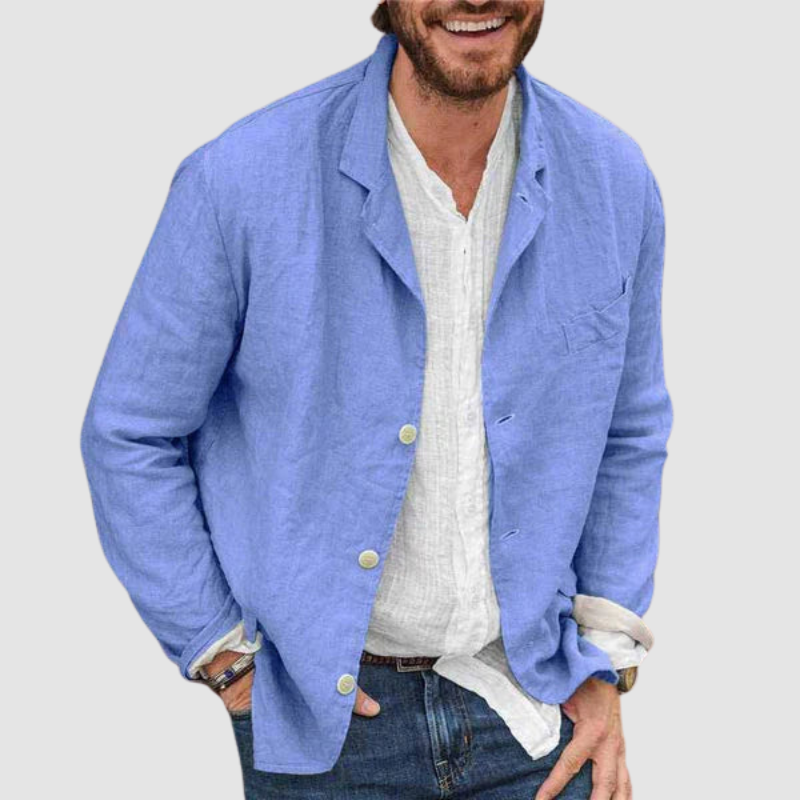 Owen – Leinenpullover mit Knopfverschluss und Schlitz-Design