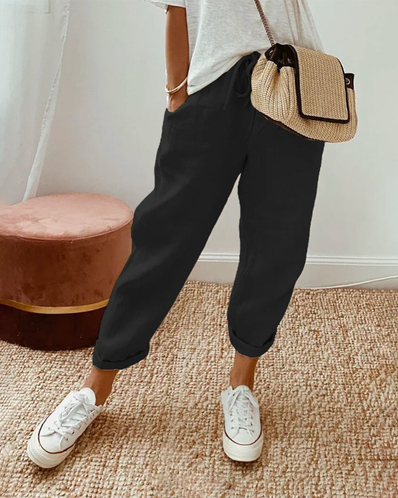 Aveline – Gerade Hose mit Elastischem Bund und Seitentaschen