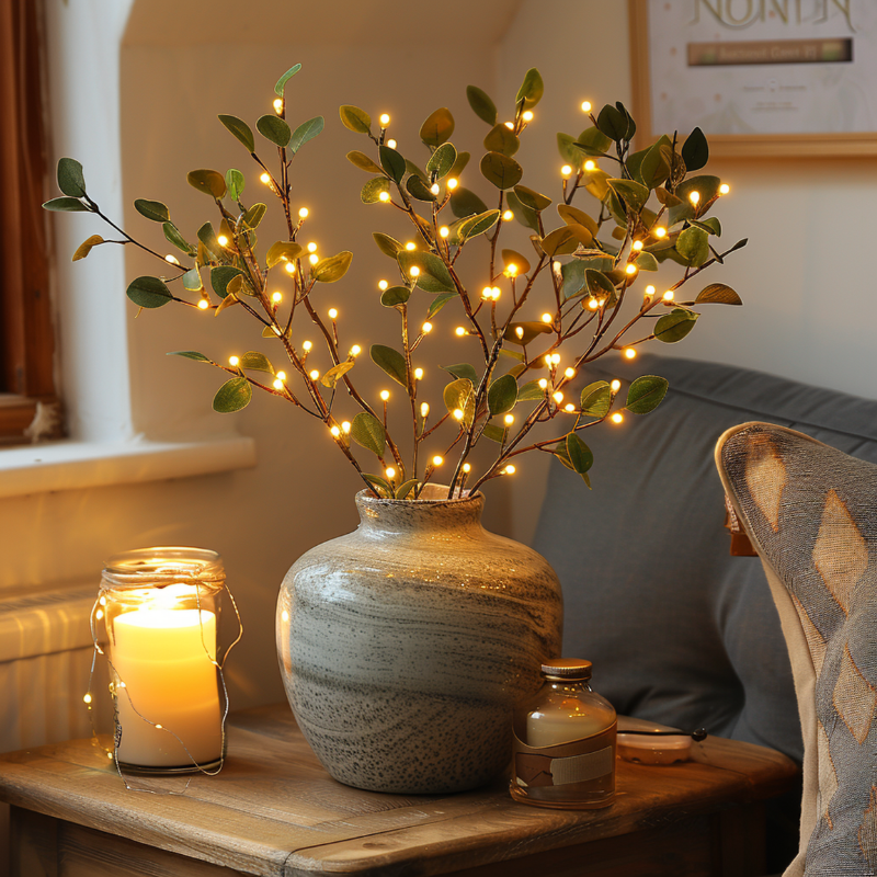 LumoBranch – 70 cm Olivenzweig-Lichterkette mit warmem LED-Ton