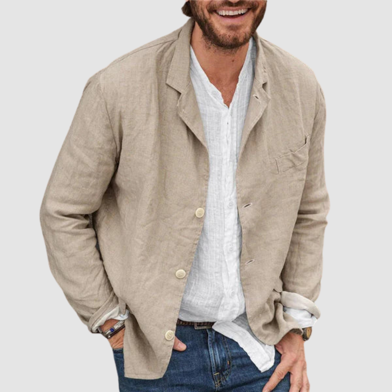 Owen – Leinenpullover mit Knopfverschluss und Schlitz-Design