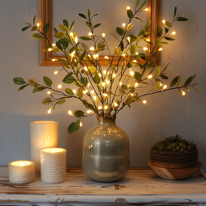 LumoBranch – 70 cm Olivenzweig-Lichterkette mit warmem LED-Ton