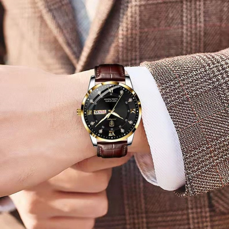 Lucas – Leuchtende Wasserdichte Uhr mit Klassischem Rundem Zifferblatt