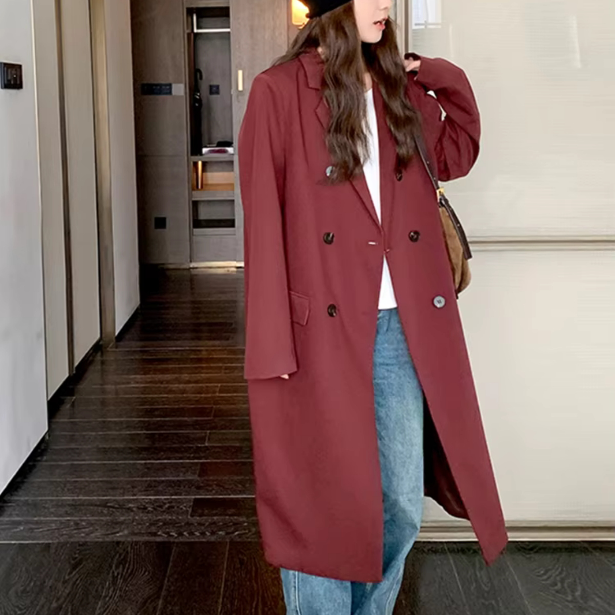 Celestia – Mid-Length Trenchcoat mit Knopfleiste